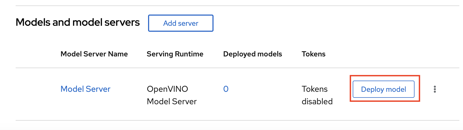 Create model server form