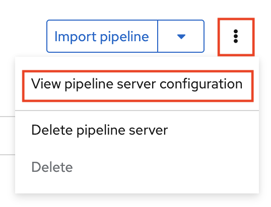 View pipeline server configuration menu