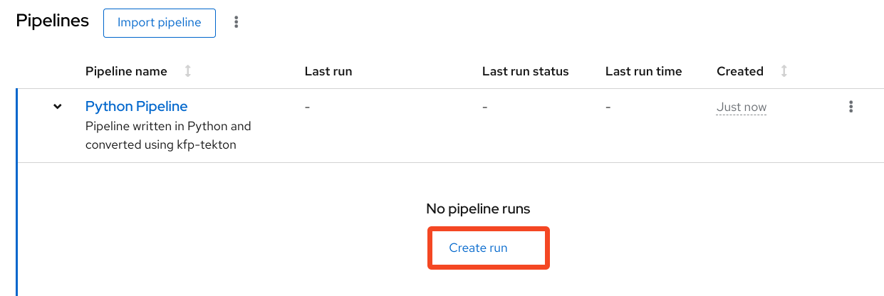 Create Pipeline Run