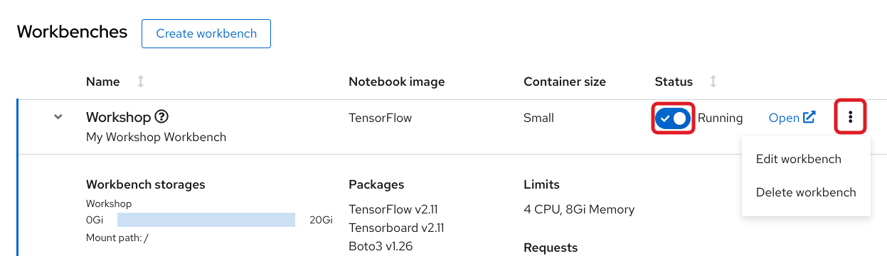 Workbench list edit