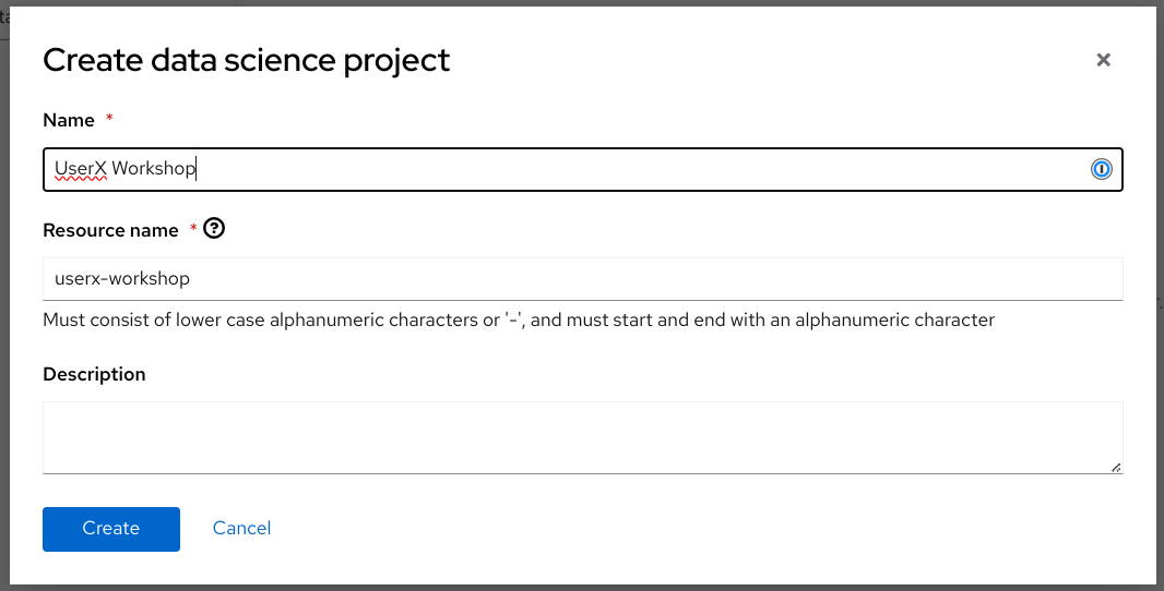 New data science project form